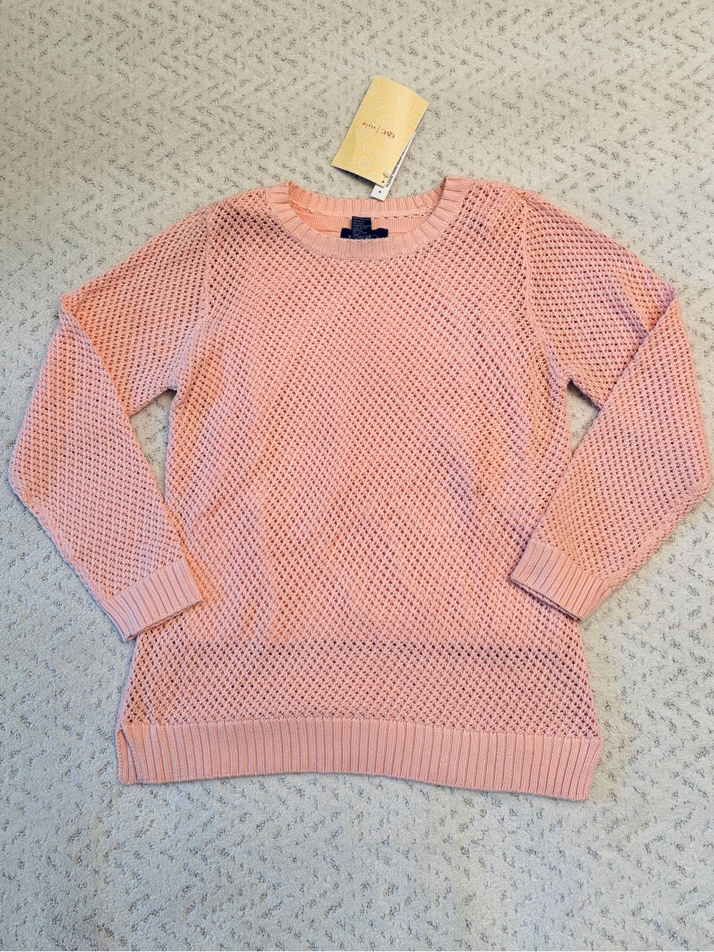 Denim & Co NEW Open Knit Tunic Sweater with Tank Top Size Medium Peachy Pink